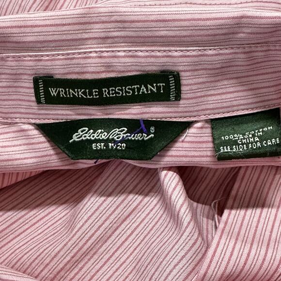 Eddie Bauer Women Shirt XL Pink Striped Button Up Long Sleeve 100% Cotton STAIN - Picture 6 of 10